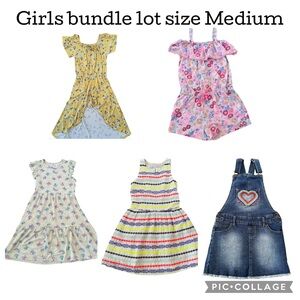 Girls 5 pieces bundle (A) lot dresses, rompers size Medium 10-12